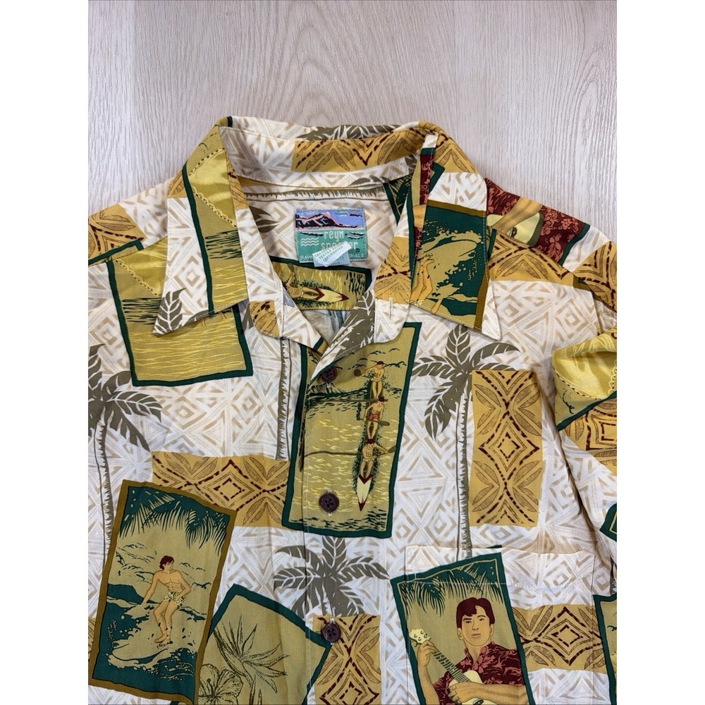 Men's REYN SPOONER Vintage Rayon Shirt Hawaiian Aloha Print  Size M